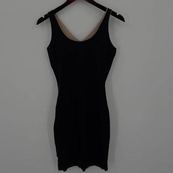 Assets By Spanx Reversible Mid-Thigh Shapewear Slip Dress Spandex Black/Natural - Picture 1 of 11